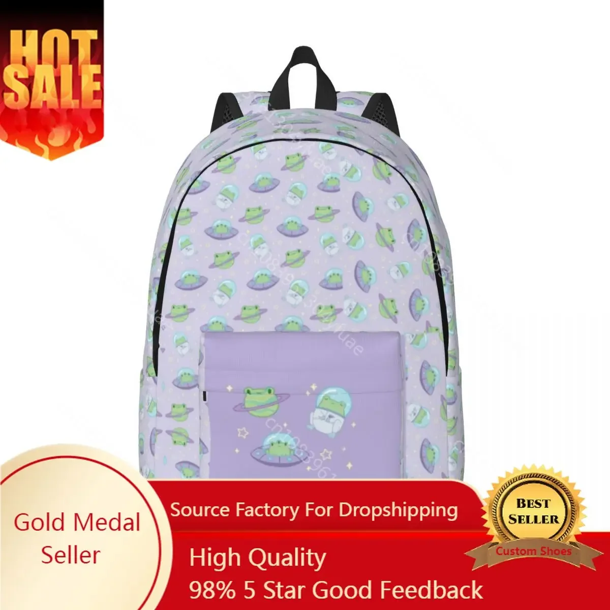 Cute Cosmic Frogs Backpack Space Animals Fun Backpacks Female Xmas Gift Outdoor Style Print School Bags Designer Rucksack