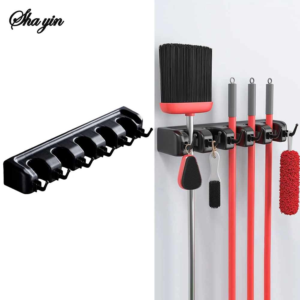Toilet Mop Holder 1PC For Storing Mops Scrub Brushes And Brooms Made Of Plastic Suitable For Hanging Mop Racks