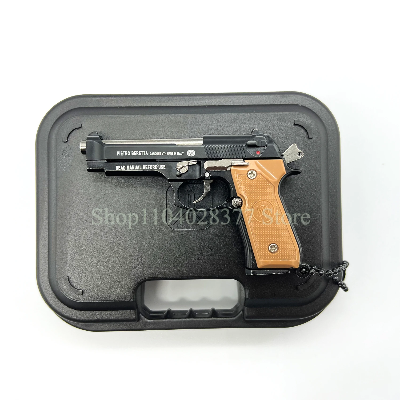 Mini Gun Model Keychain, Mini 3:1 Beretta Shape Keychains Gift for Gun-lover, Tiny Novelty keychains Gifts for Men, Black 5
