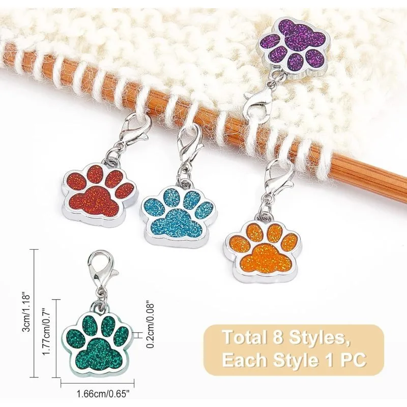 Crochet Stitch Markers Dog Paw Stitch Markers 8 Pcs