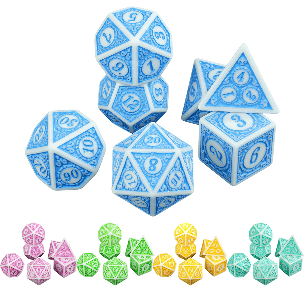 Bescon Blank Polyhedral Dice Set of 7 d4 d6 d8 d10 d12 d20 d%, Flat RPG Dice  Set Without Number China Manufacturer