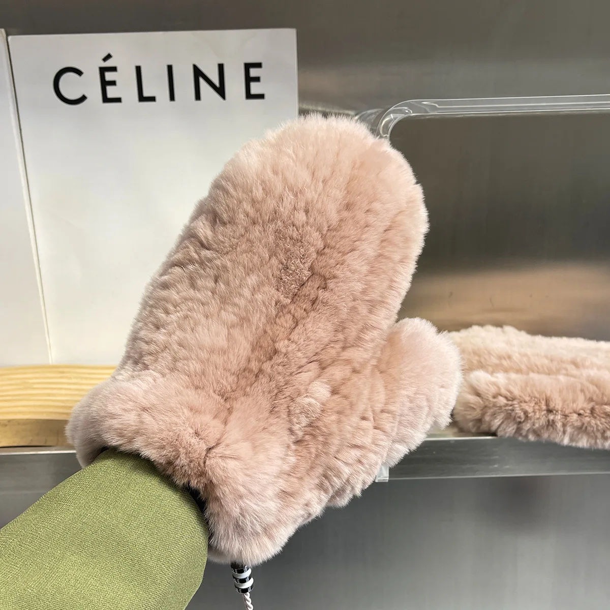 Women Winter Real Rex Rabbit Fur Gloves Mittens