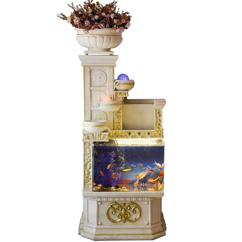 

ZL Living Room Floor European-Style Home Change Water Ecological Fish Globe Landscape Water
