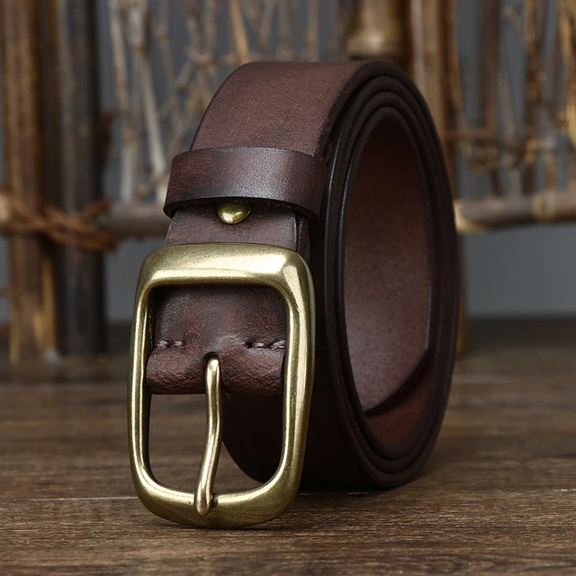 3.8CM Fashion Male High Quality Genuine Leather Belt Luxury Designer Belts  Men New Copper Buckle