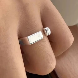 Minimalist Retro Open Cross Silver Ring for Women - Elegant Fashion Band Bijoux Gift (WHITE)