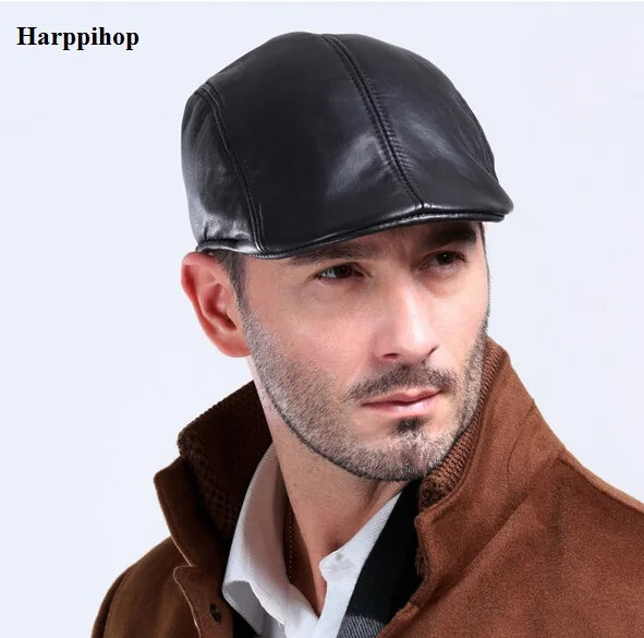 Casual hat beret hat newsboy cap newsboy hat woolen beret Harppihop fur Men's Genuine Leather Cap /Newsboy /Beret /Cabbie Hat/ Golf Hat sheepskin caps