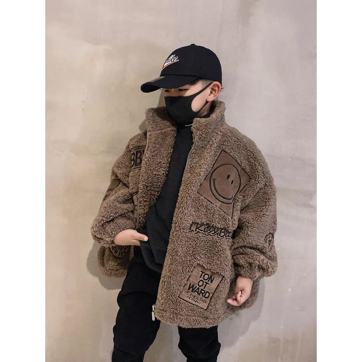 Boys Patchwork Wool Coat Kids Outerwear Korean Thickened Big Teenager New Winter Woolen Jackets 5 7 8 9 10 11 12 13 14Years Old