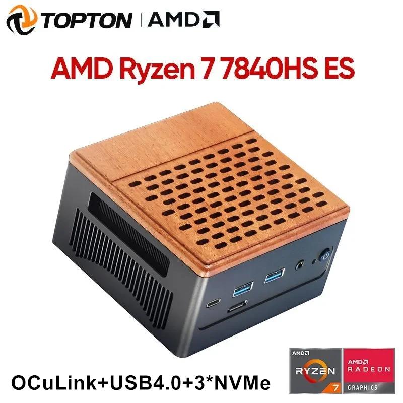 Topton Oculink Mini PC Gamer AMD Ryzen 7 7840HS ES 3*PCIe4
