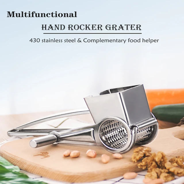 4 In 1 Handheld Drum Grater Manual Rotary Cheese Grater Multifunctional  Food Grater Stainless Steel for Parmesan Cheese Garlic - AliExpress
