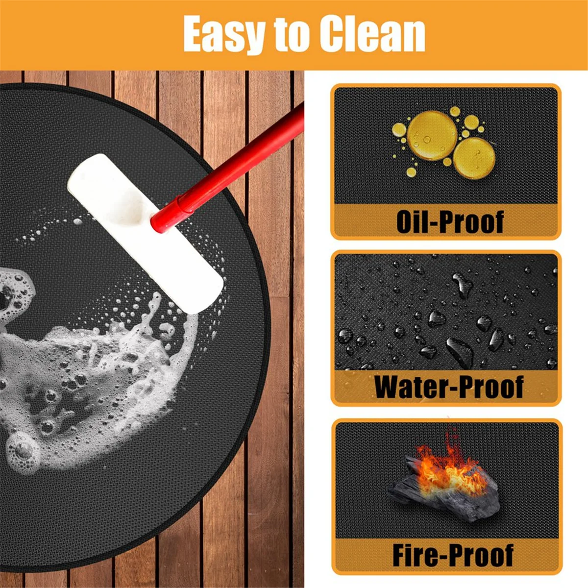 BAAU Fire Pit Mat for Bonfire,Double-Sided Fireproof Firepit Mat Round Fire Pit BBQ for Under Grill 30Inch