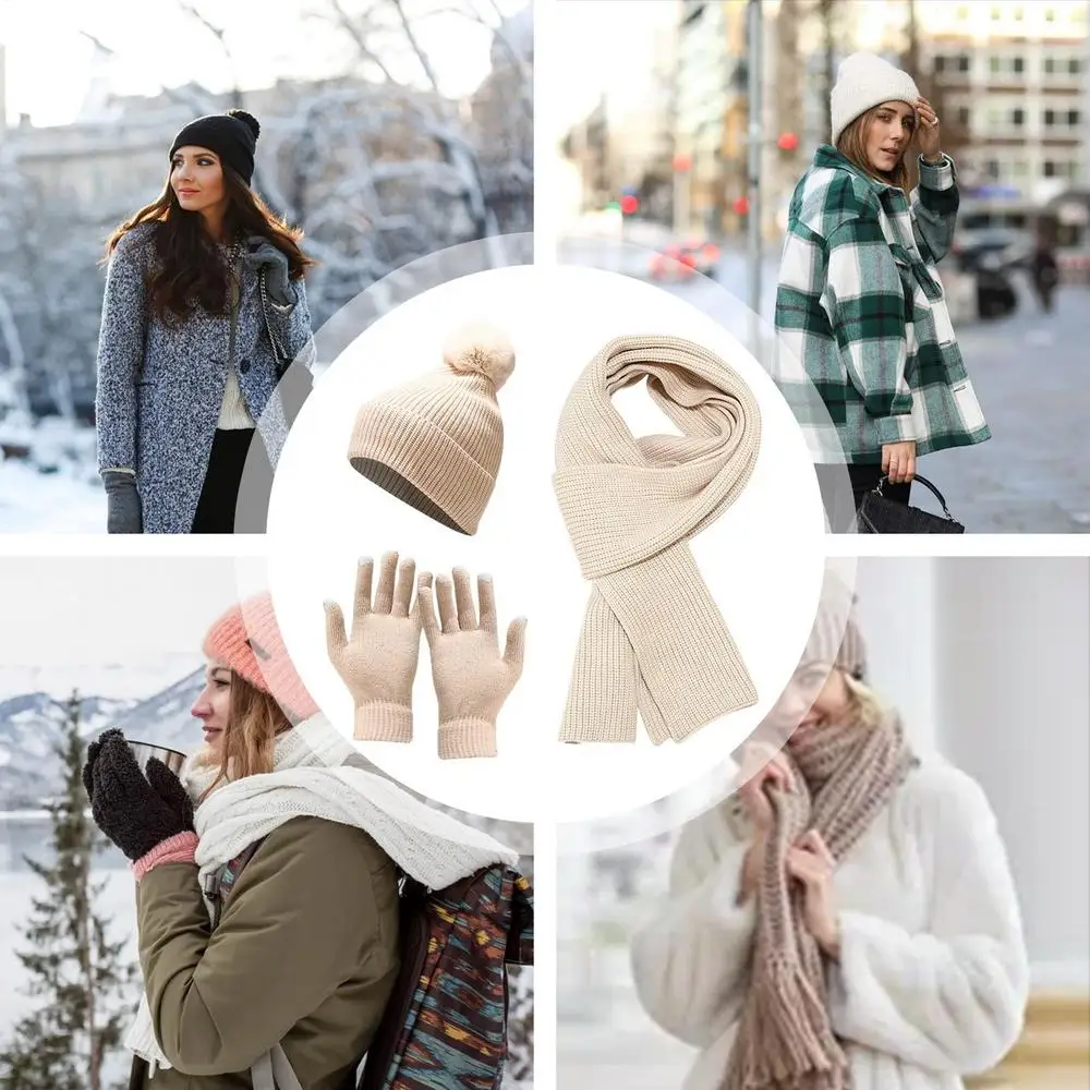 Vinterset med mössa halsduk handskar och pannband för damer_voghion.com