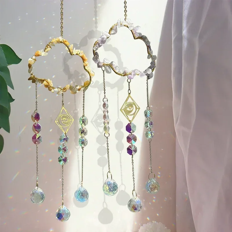 Description Picture 5 of itemNew Crystal Sun Catcher Cloud Window Wind Chime Hanging Rainbow Prism Pendant Jewelry Home Garden Decoration Festival Gifts