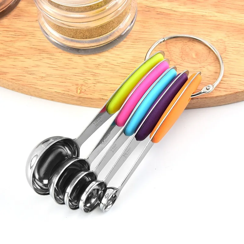 5-Piece Stainless Steel with Silicone Measuring Spoon Set
