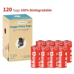 Eco-Friendly Biodegradable Pet Waste Bags with Dispenser (8 Rolls Red)