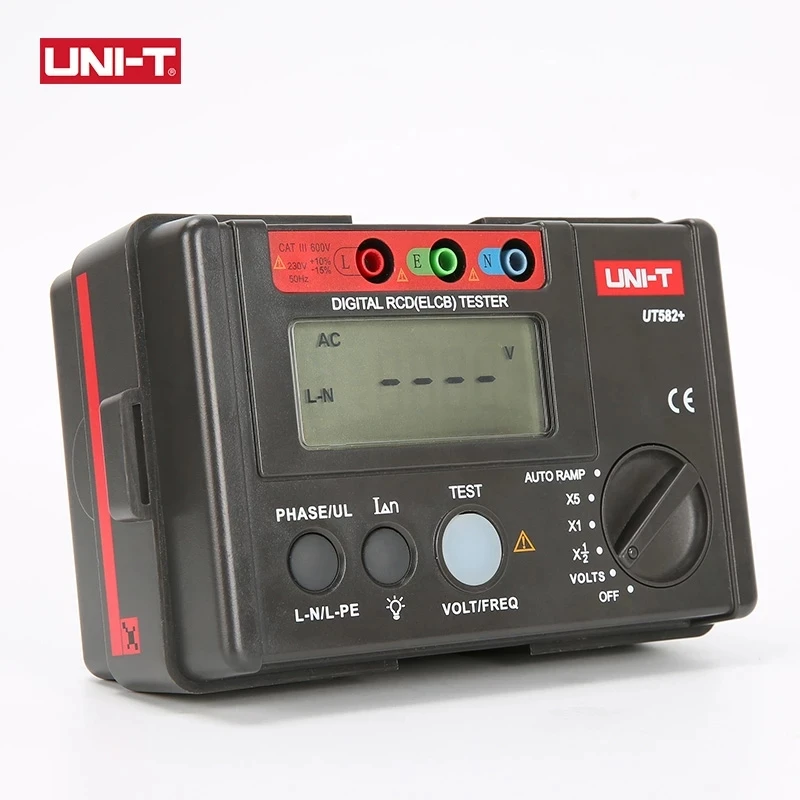 UNI-T UT582+ Digital RCD (ELCB) Tester AUTO RAMP Leakage Circuit Breaker Meter with Mis-Operation Buzzer