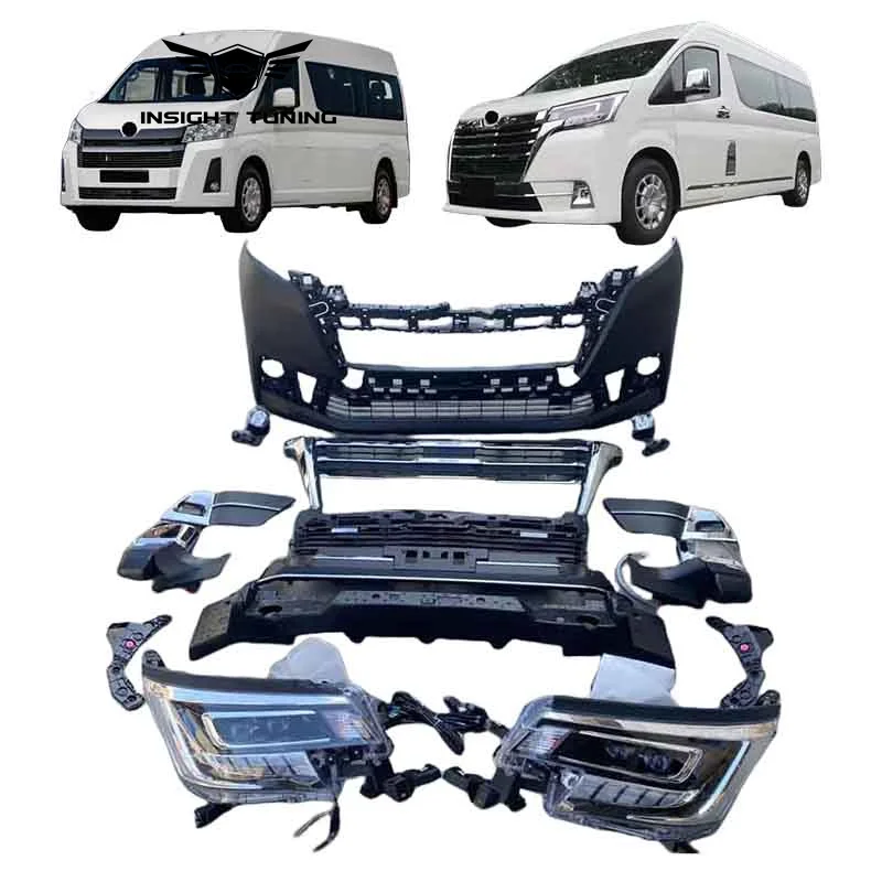 

Автоматическая Настройка Facelift Bodykit бампер 2021 для Противотуманные фары для Toyota Hiace commuter deluxe Super granace premium majesty Body Kit