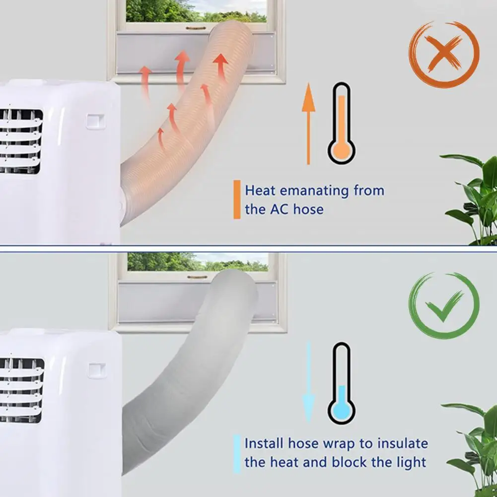 Meitianfacai Air Conditioner Hose Cover Wrap - AC Hose Duct Vent Cover Sleeve Insulated Cover For Portable AC For 5" & 5.9" Diameter Exhaust Hoses Tube,Black - View #7