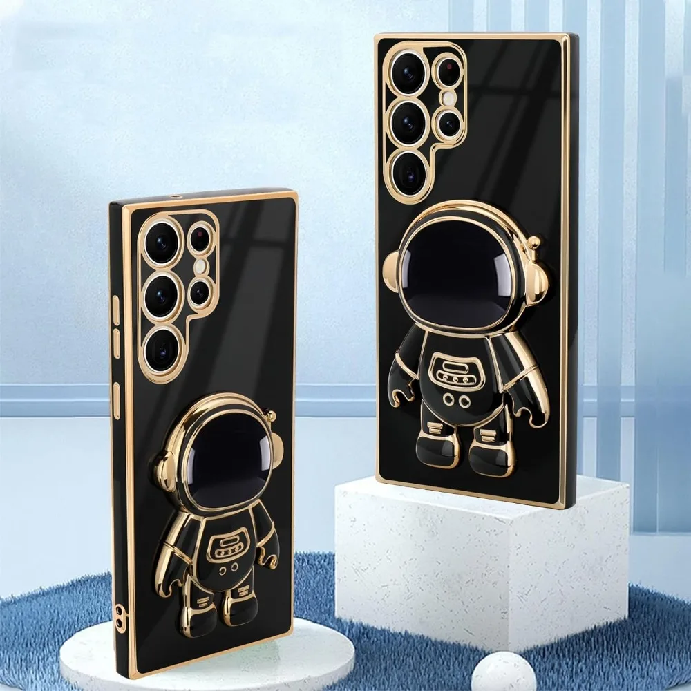 Luxury Astronaut Stand Case - Ultra Slim Fit Soft Shockproof Bumper with Electroplated Finish