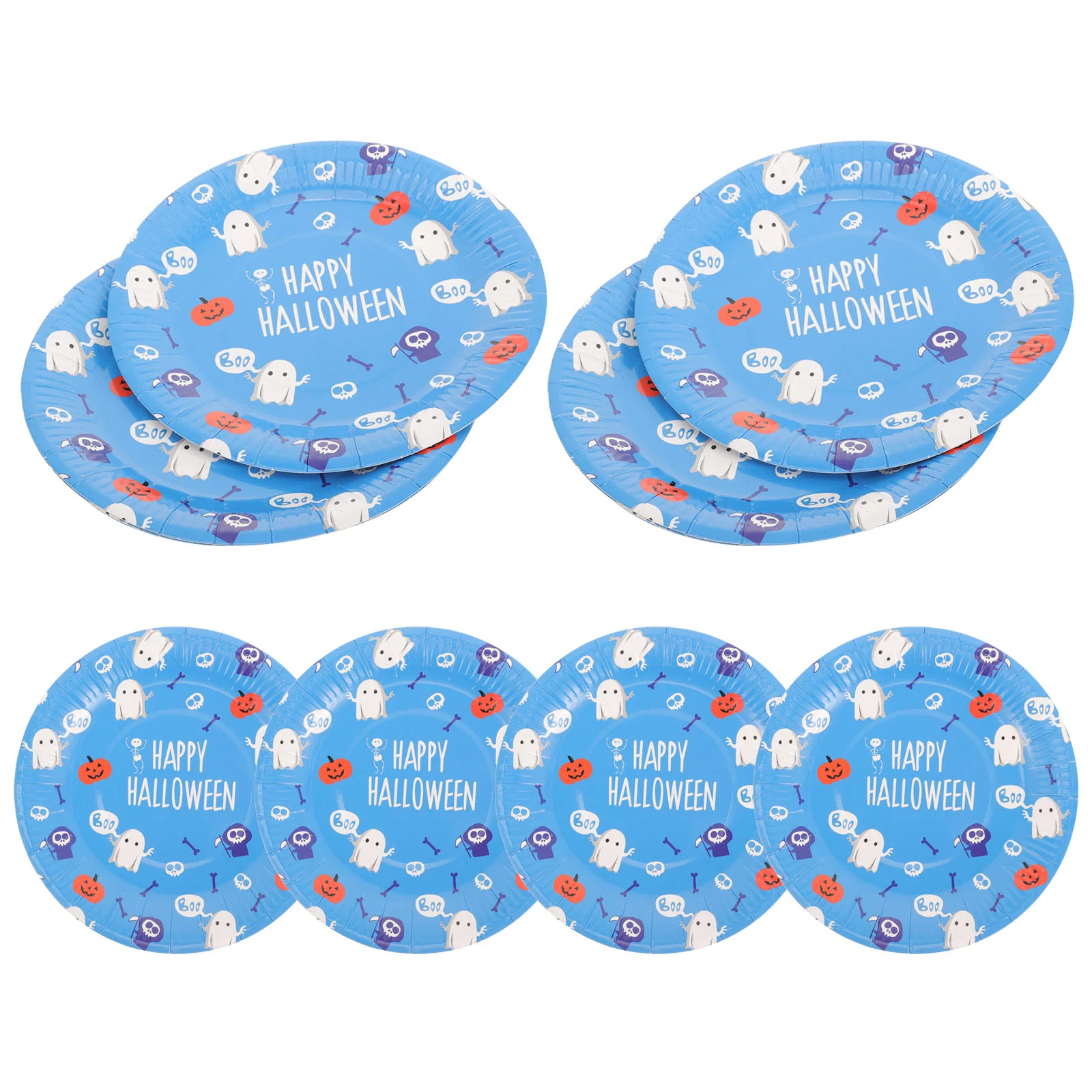 8 Pcs Halloween Party Supplies Paper Plates Dessert Fruit Tray Delicate Cake Dinner