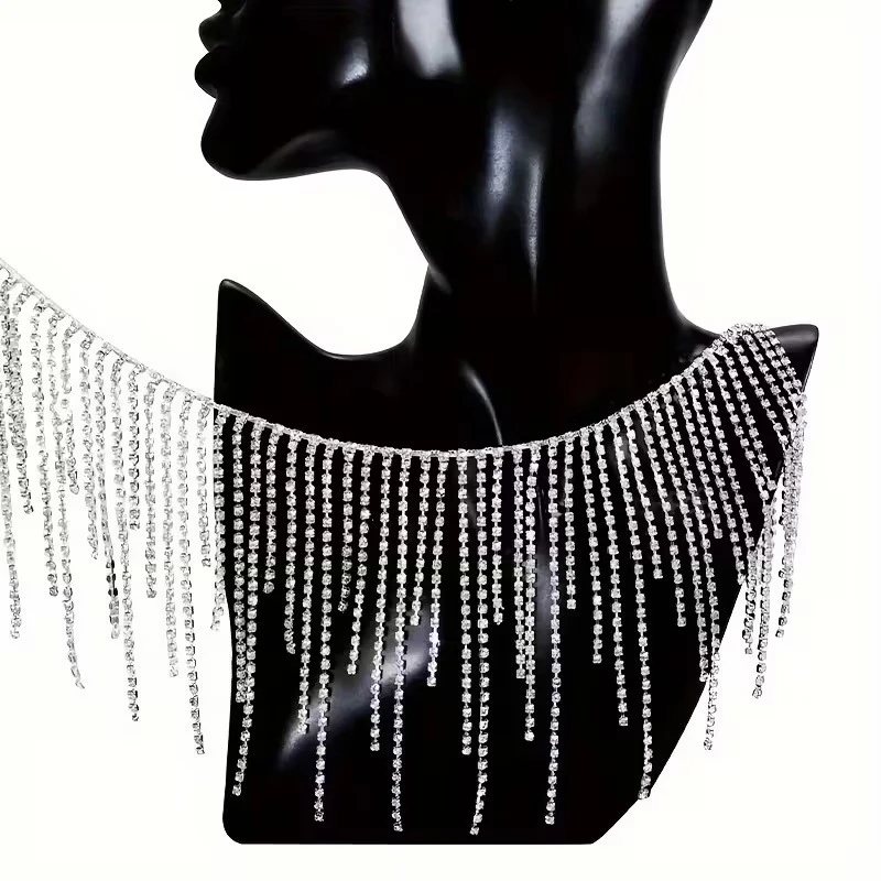 1야드 스파클 라인스톤 트림 라인스톤 프린지 벨트 다이아몬드 크리스탈 태슬 프린지 트림 체인 (청바지, 재킷, 웨딩드레스용)