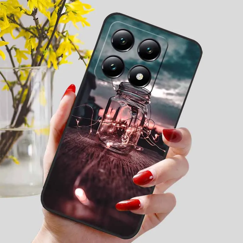 Floral Print Soft TPU Silicone Phone Cover with Black Bumpers