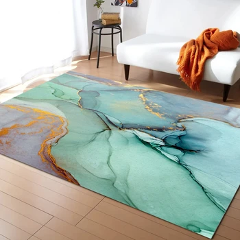 Marble Carpet Abstract Geometric Living Room Floor Mat for Girls Children's Bedroom Bedside Decor Anti-Slip Kitchen Bathroom Rug