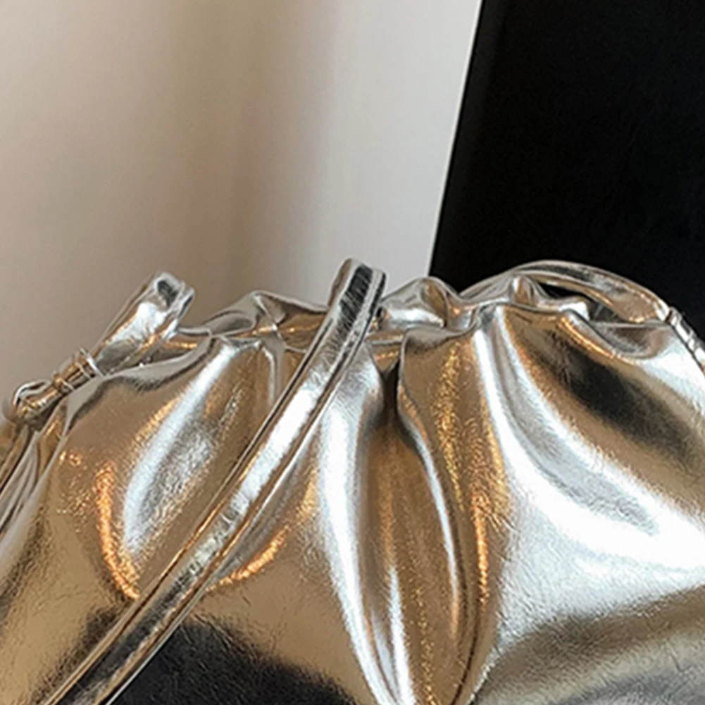 Small Luxury Design Women's Soft PU Leather Gold Silver Cloud