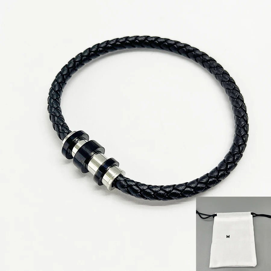 LJ2 MB Bracelet Black PU Leather Luxury Gift With Dust Bag