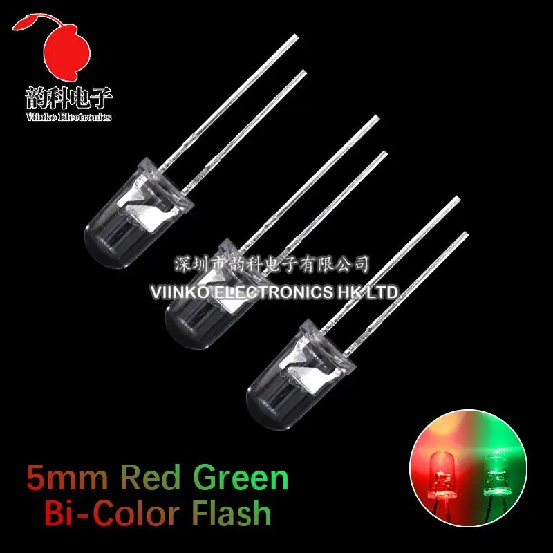 100pcs Colour Changing Blinking 5mm Flashing LED Diode Flash RGB  Transparent Multicolor Flicker Round 5 mm Light-Emitting Diode