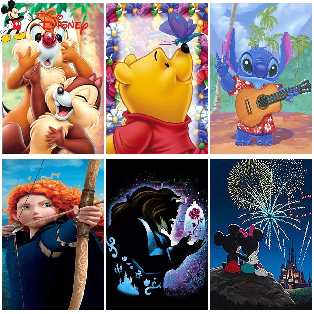 Disney Princess 5D Diy Diamond Painting Mosaic Kit Cartoon Animal Winnie The Pooh Diamond Ricamo Round Christmas Home Decor