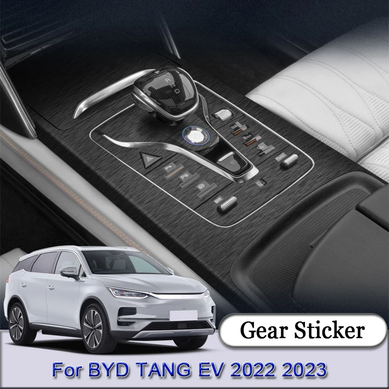 

For BYD TANG EV 2022 2023 Car Gear Panel Sticker Gear Box Protective Film Carbon Fiber Black Car Interior Sticker Accessories