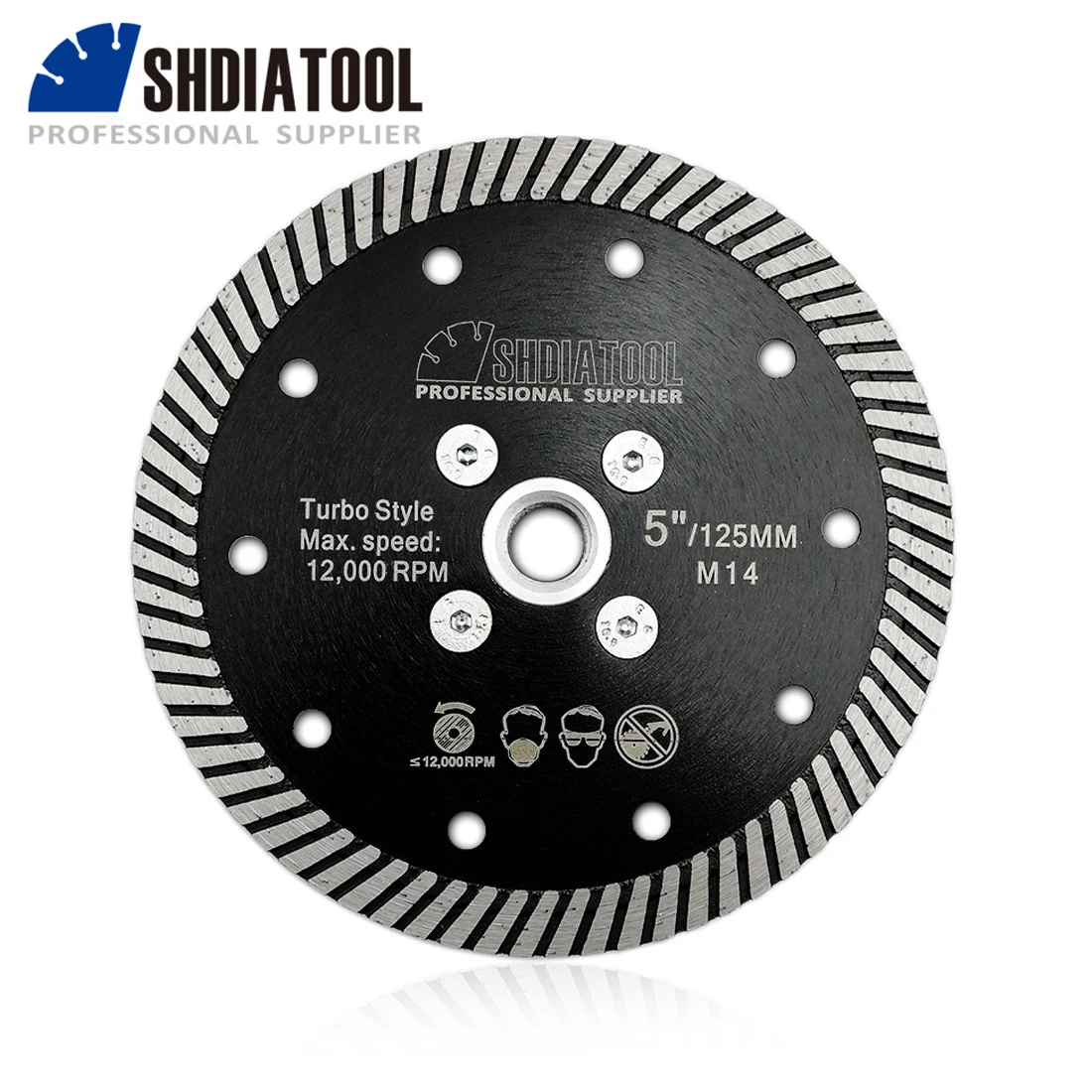 Shdiatool 1Pc 5 "/125Mm Diamond Turbo Saw Blade M14 Disco Da Taglio Flangiato Per Muratura In Calcestruzzo Stretto Pressato A Caldo In Marmo Di Granit