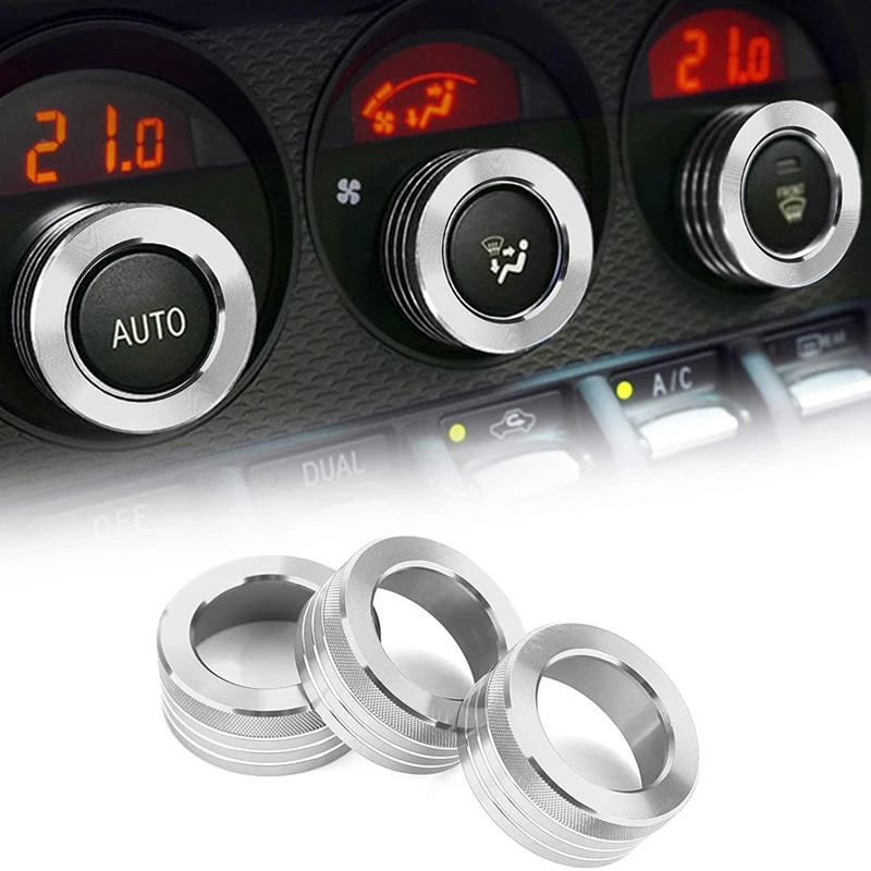 3X Ac Knob Control Volume Red Cover Rings Trim For 2013-Up Subaru Brz Frs Toyota 86 Gt86 Ft86 Control Knob Ring Kit
