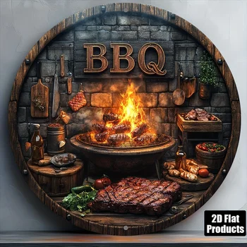 Vintage Themed Wall Plaque - 8Rustic Decorative Sign with Charcoal Grill, Perfect for Home，Office Decor 1