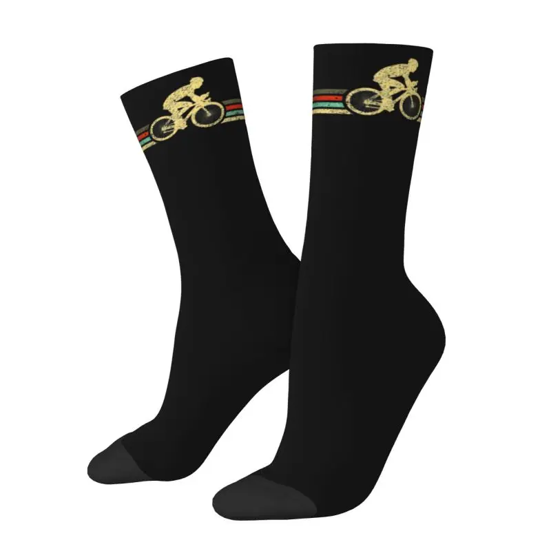 Retro Bicycle Stripes Calzini Da Uomo Crew Unisex Kawaii 3D Print Mtb Bike Rider Dress Socks