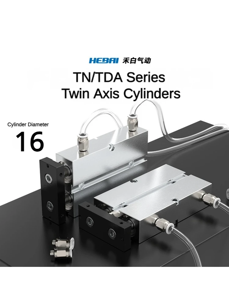 Hebai Piccola Lega Di Alluminio Serie Tn/Tda16 Cilindro Pneumatico Cilindro A Doppia Asta Foro Tn16 Corsa 10-200Mm Cilindro Pneumatico