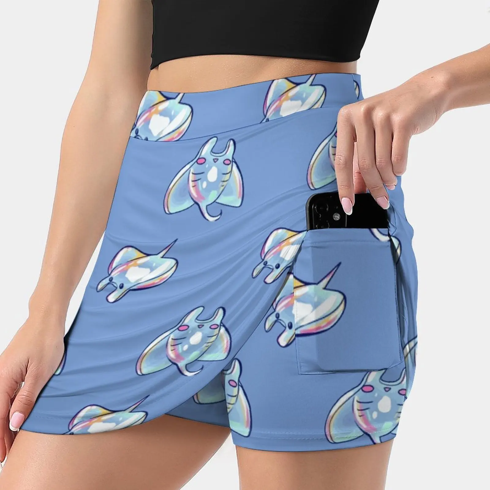 

Новинка, женские юбки Bubble Manta, короткое двухслойное платье с принтом, Спортивная мини-юбка, милая Прозрачная Юбка с морскими пузырями, Ray Chibi