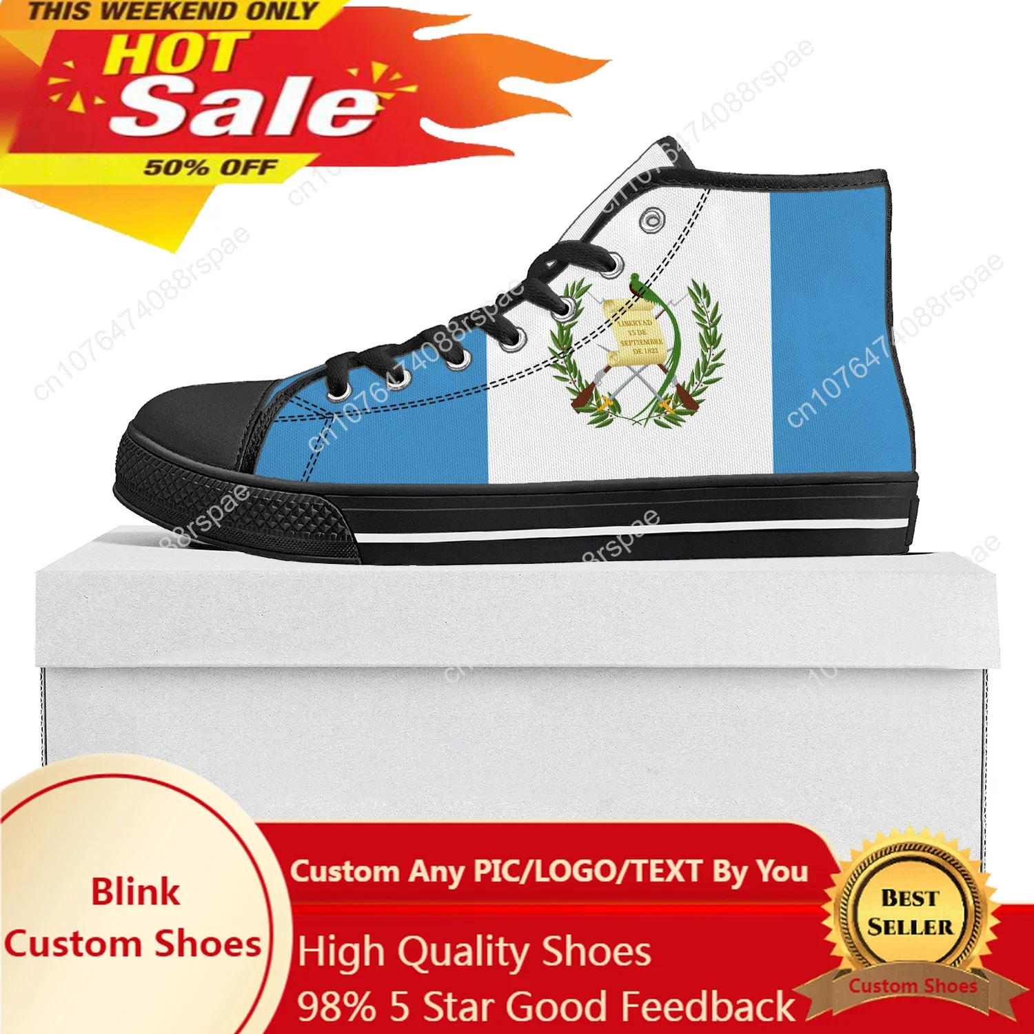 

Guatemalan Flag High Top High Quality Sneakers Mens Womens Teenager Canvas Sneaker Guatemala Casual Couple Shoes Custom Shoe