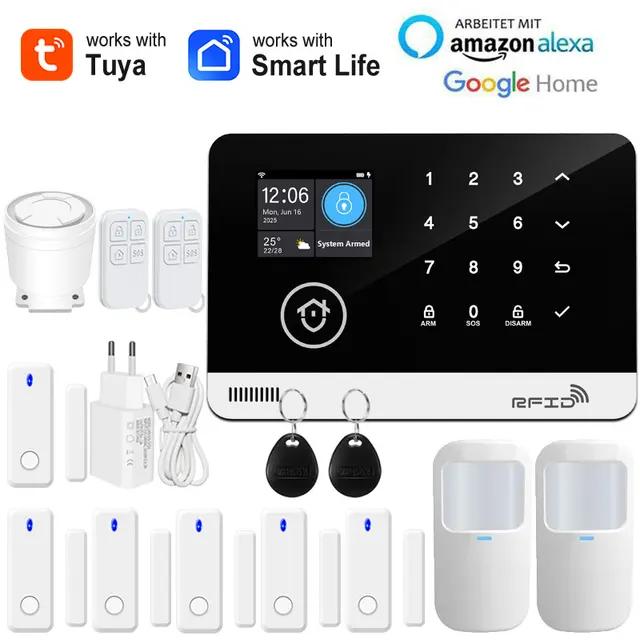 Tuya Smart WiFi GSM Home Security Alarm System - Touch Keyboard RFID APP Control Wireless Anti-Theft with Volume Adjustable 12