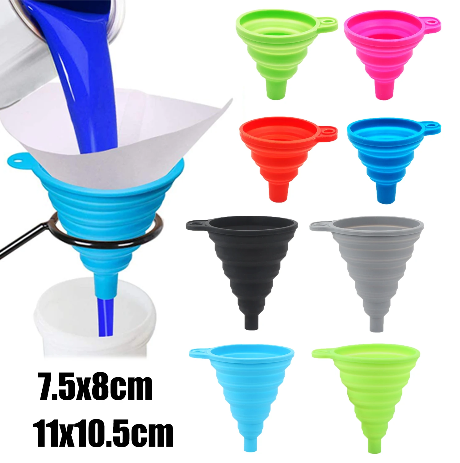 Universal Silicone Car Engine Funnel Liquid Funnel Washer Fluid Change Foldable Portable Auto