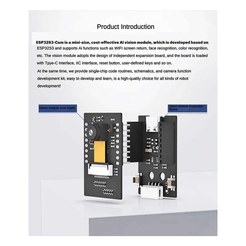 B48B-ESP32-S3 Wifi Camera Module AI Vision Module Support Wifi Video Transmission Face And Color Recognition Dual-Mode Kit