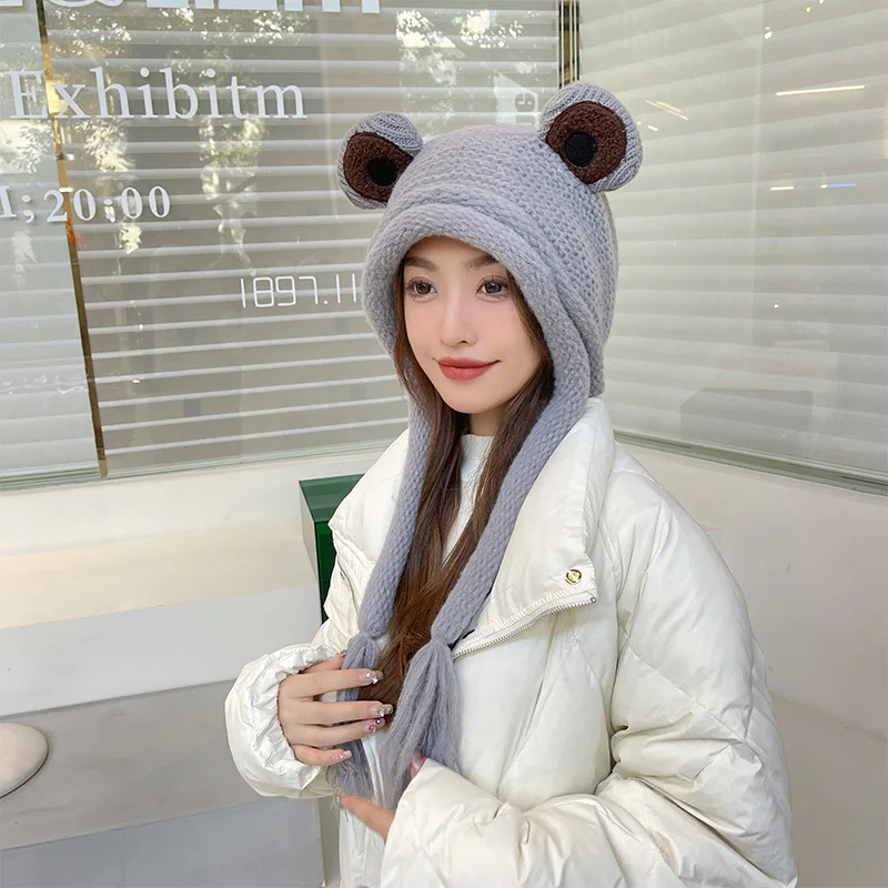 New Frog Hat Beanies Knitted Winter Hat Solid Hip-hop Skullies Knitted Hat Cap Costume Accessory Gifts Warm Winter Bonnet Gift