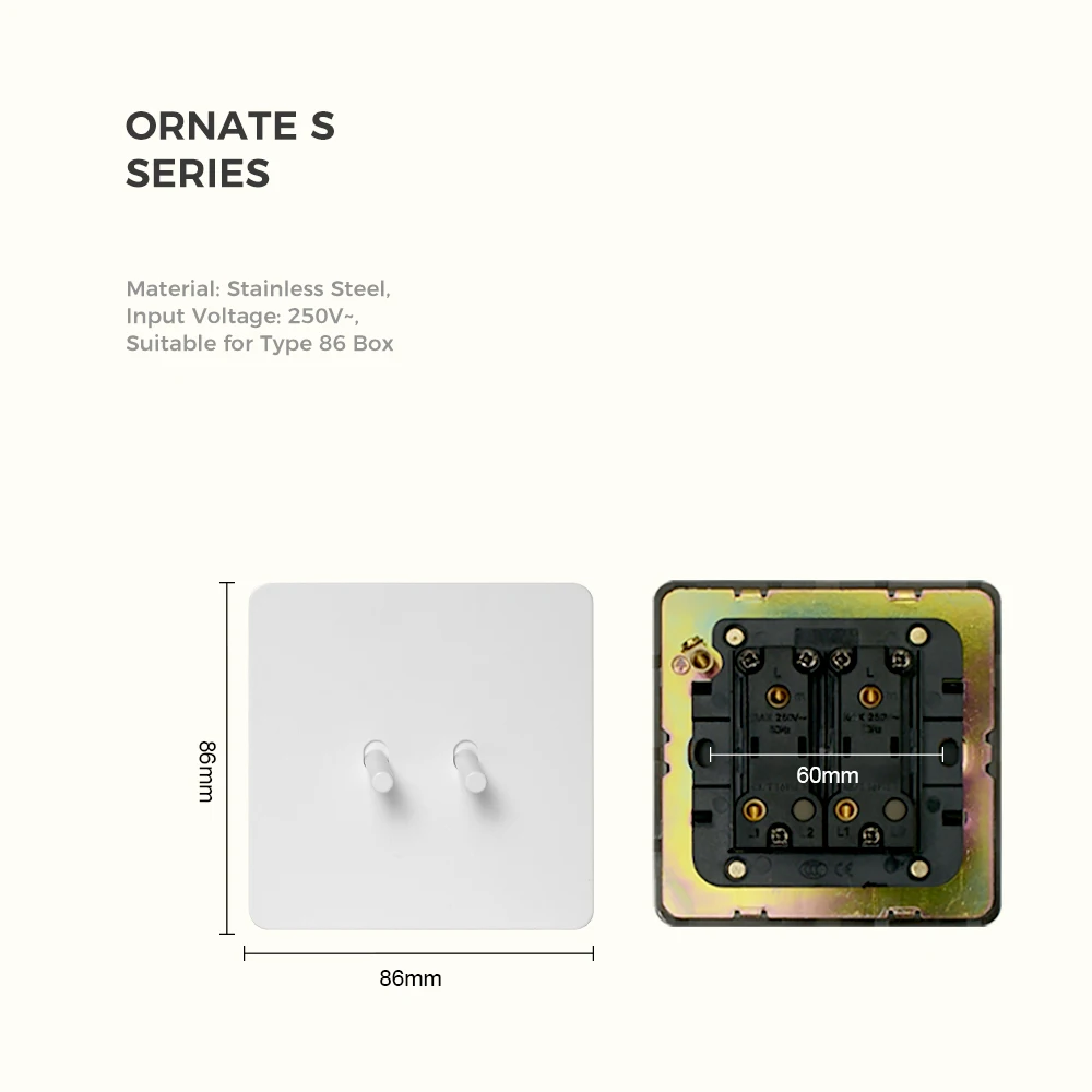Avoir White Matte Wall Toggle Switch with European Standard Power Socket and Charging Port
