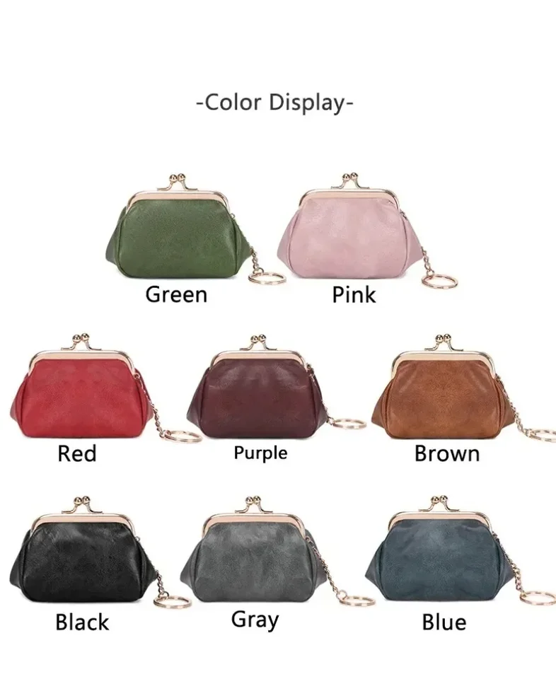 MIYIN-cartera Pequeña De Cuero Para Mujer, Monedero Vintage Plegable Compacto Con Cremallera Y Cierre De Beso