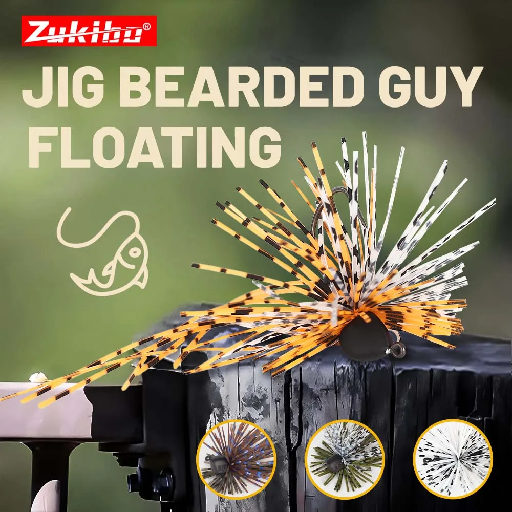 Zukibo Beard Lao Electric Rubber Lure 1.0g-3.5g Rubber Skirt Ned Jig Single Hook