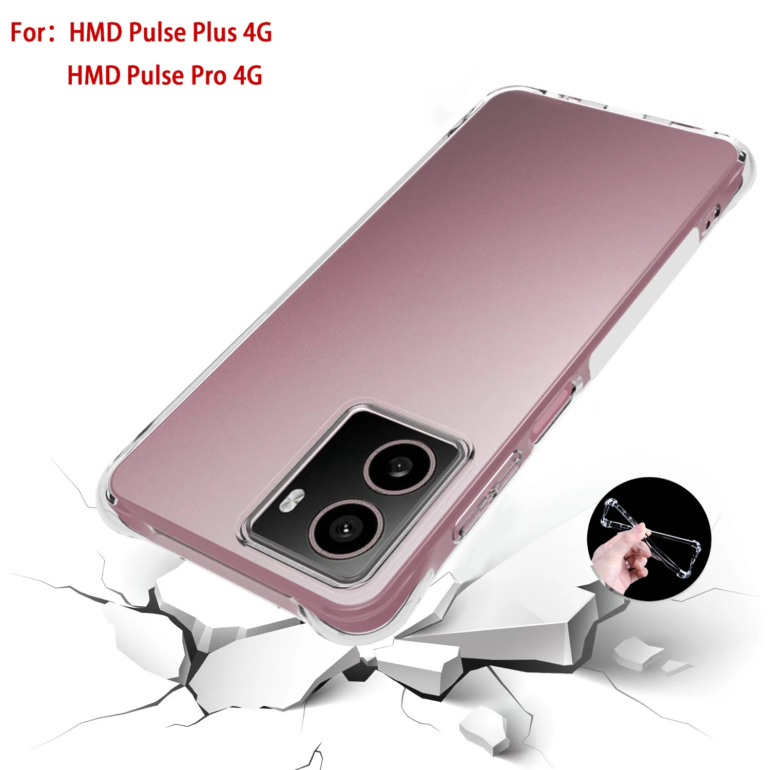 YQINHHME Cover per HMD Pulse Plus (6.65 ), Ultra Sottile Antiurto X Anti-Graffio Clear Case, Morbido Silicone TPU Bumper Protettiva Custodia per HMD Pulse Plus - Immagine riflessa