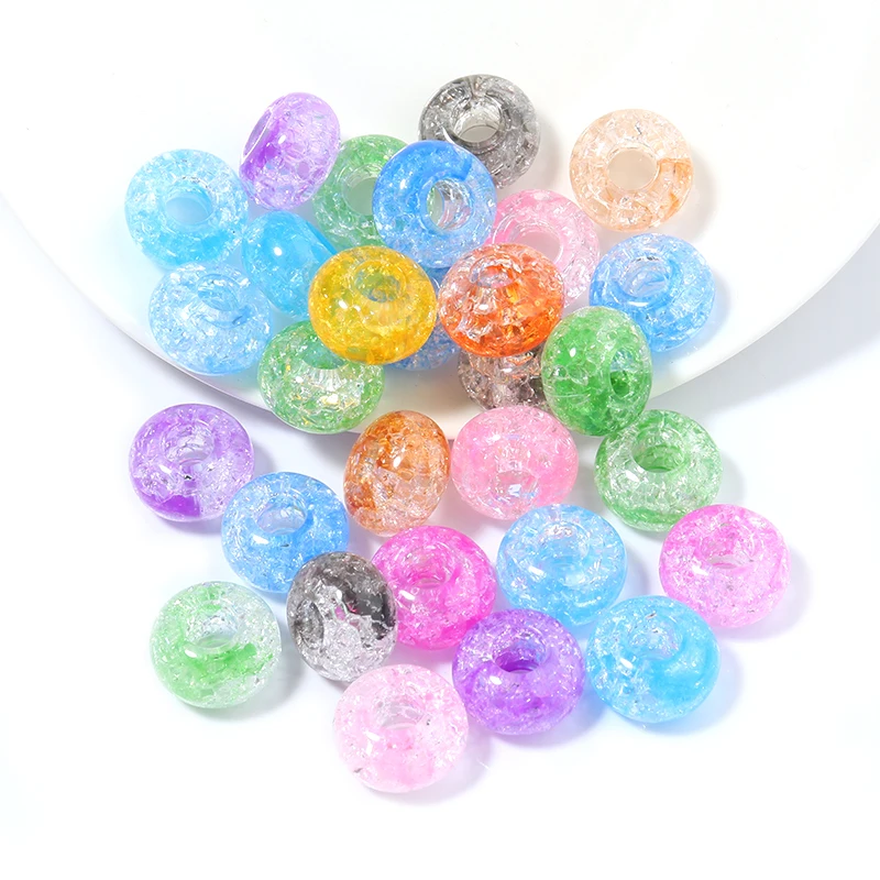 50개 14mm 아크릴 크랙 비즈 라운드 루즈 스페이서 비즈 팔찌 제작 DIY 공예 수제 장식 비즈 액세서리