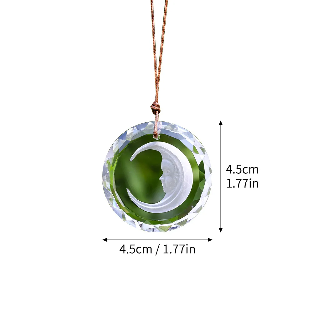 45mm Moon Crystal Suncatcher Mystery Witchcraft Hanging Glass Prism Faceted Rainbow Maker DIY Wind Chimes Pendant Home Car Decor 5