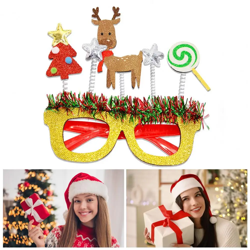 Festive Party Glasses Festive Christmas Glasses Set Santa Hat Snowman Tree Glitter Frame Eyeglasses for Holiday Party Supplies