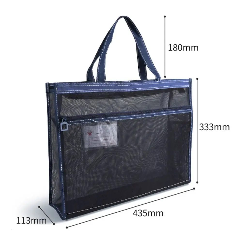 지퍼와 손잡이 A3 프로젝트 가방 메쉬 PVC 대용량 메쉬 아트 가방 두꺼운 다기능 보관 가방 사무용품